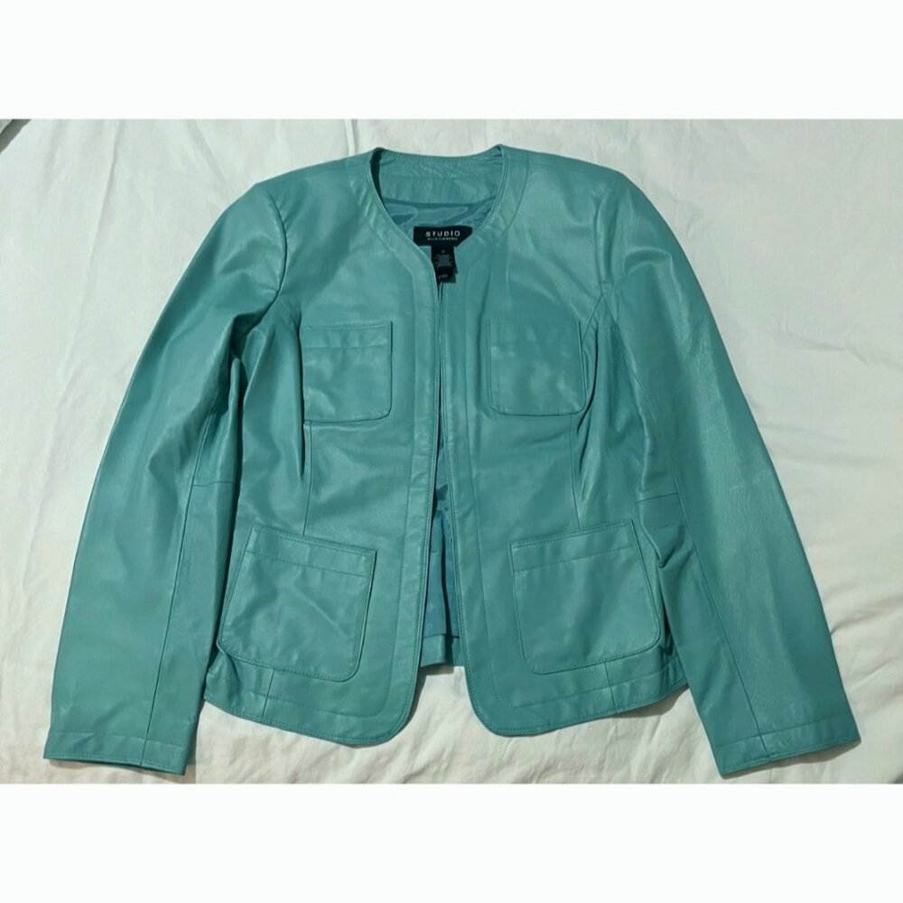 Liz Clairborne Studio Leather Jacket, Color Soft Allure, Size M, New w/tag
